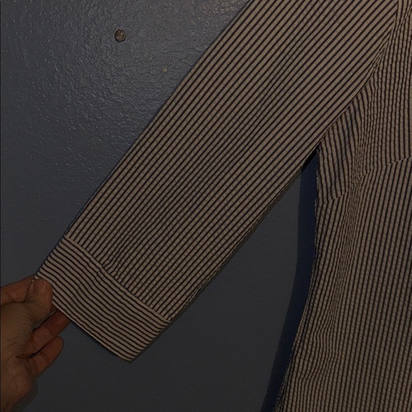 L.L. Bean Blue Striped Seersucker Button Down Shirt 3/4 Sleeves - XS. B7 - Picture 3 of 4